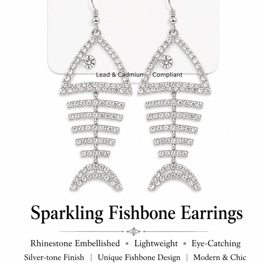 Sparkling Fishbone Earrings