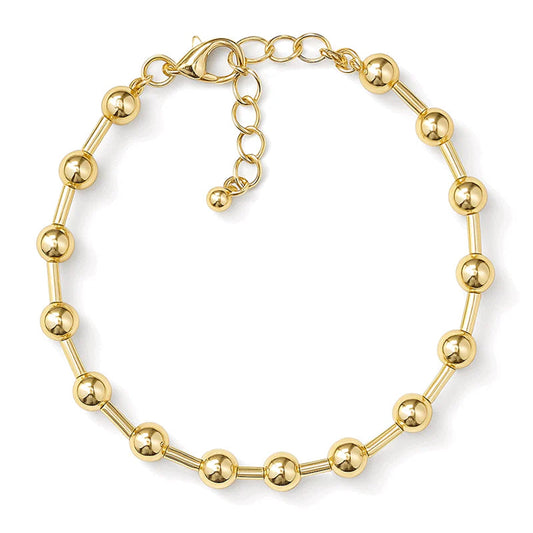 Plated Ball & Bar Station Bracelet- Gold
