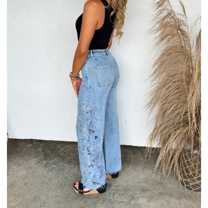 Summer Floral Charm Wide Leg Jean