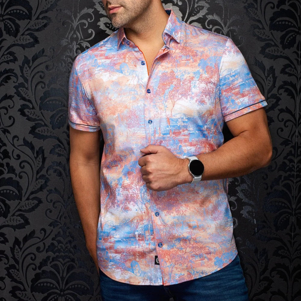 Gavelston Orange Men's Knit Short Sleeve