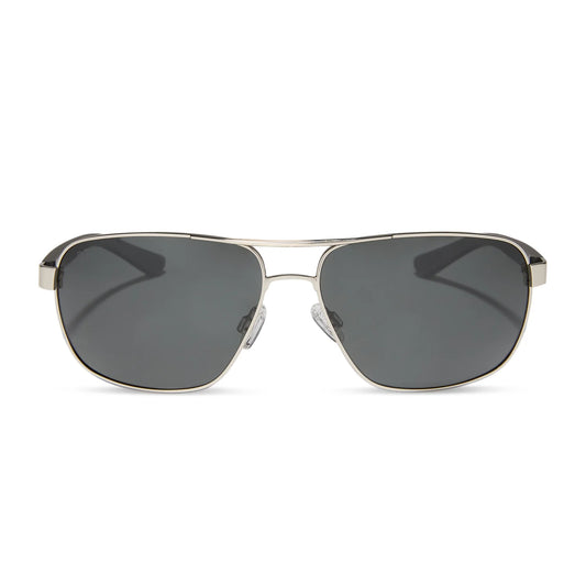DIFF- Matchpoint - Silver Matte Black Grey Polarized Sunglasses