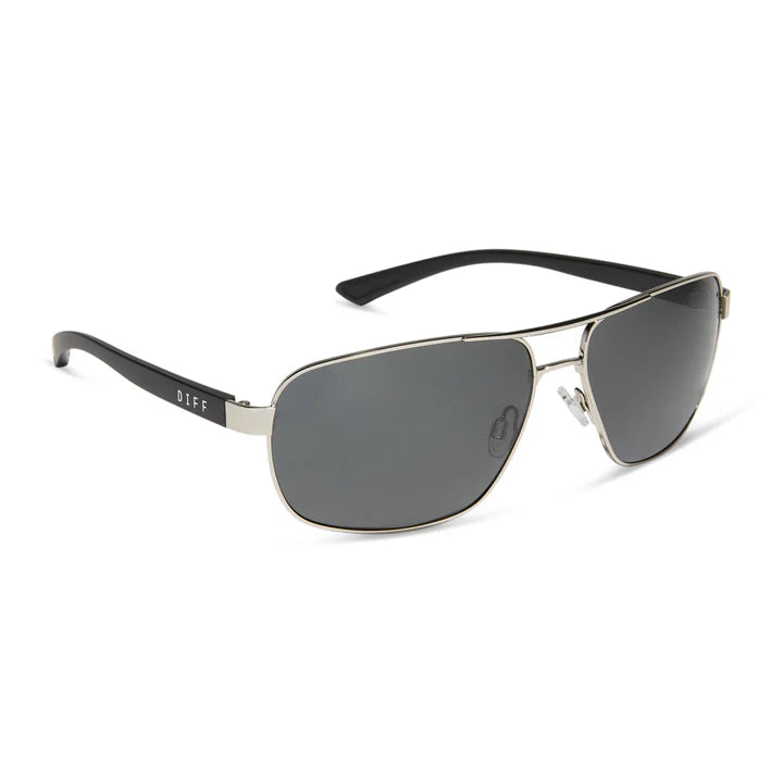 DIFF- Matchpoint - Silver Matte Black Grey Polarized Sunglasses