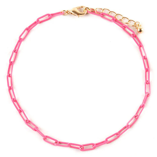 Metal Color Coating Paper Clip Anklet
