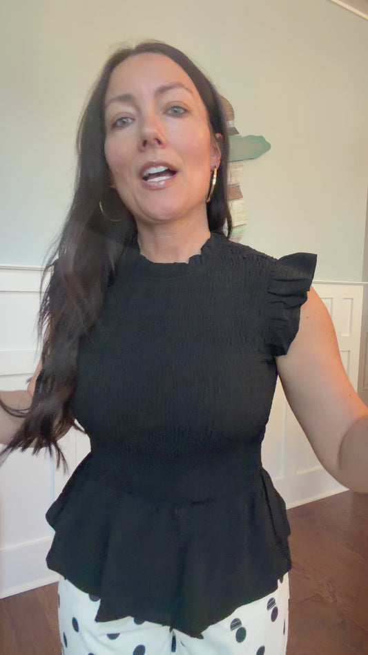 Black Ruffle Peplum Top