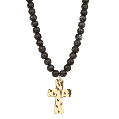 Resin Bead Cross Necklace - 18"