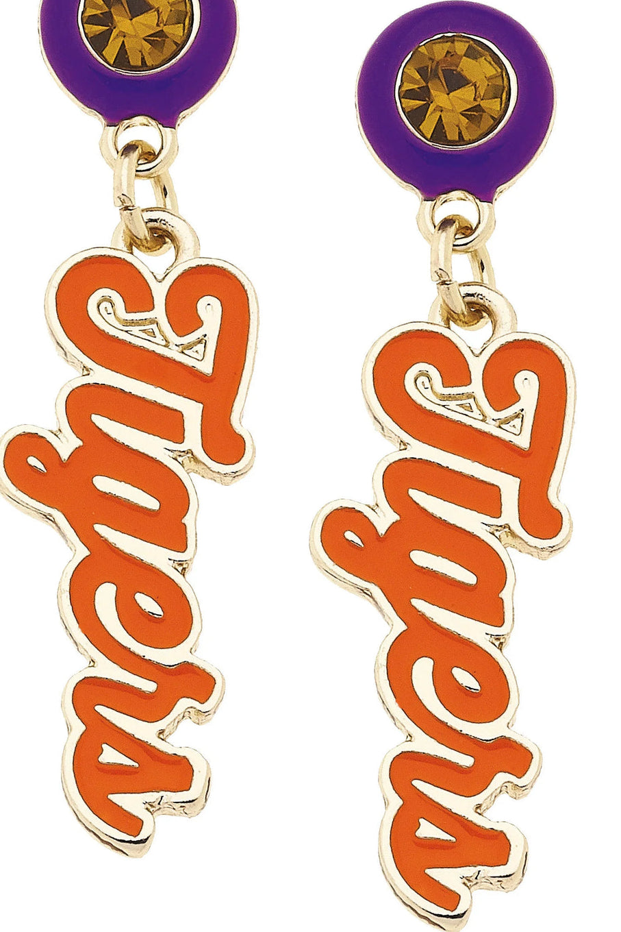 Clemson Tigers Autograph Enamel Earrings in Orange