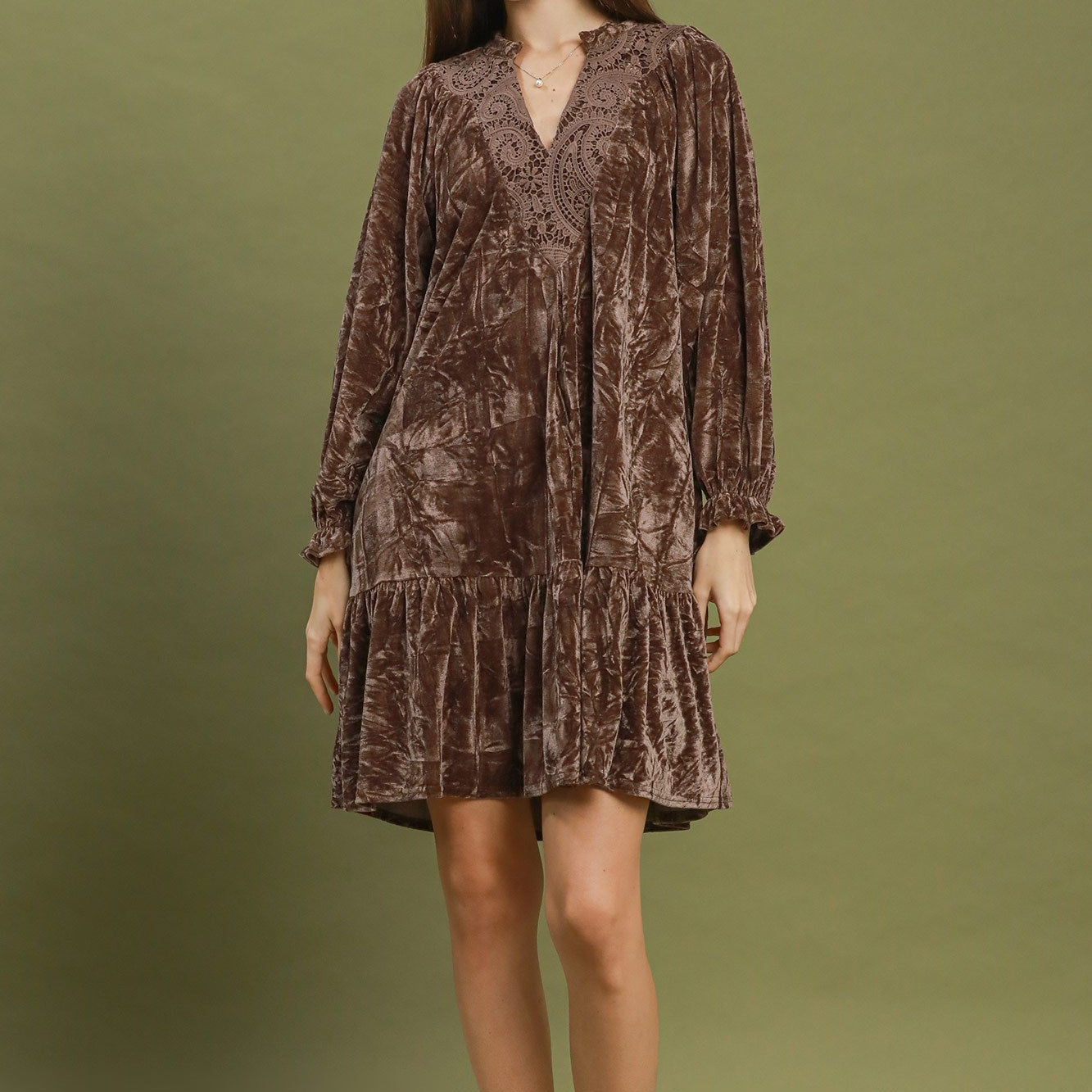 Velvet Lace Mini Dress by Umgee