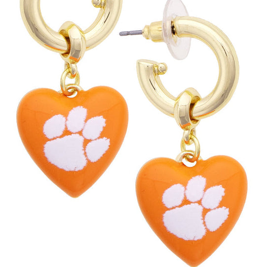 Clemson Tigers Heart Drop Earrings