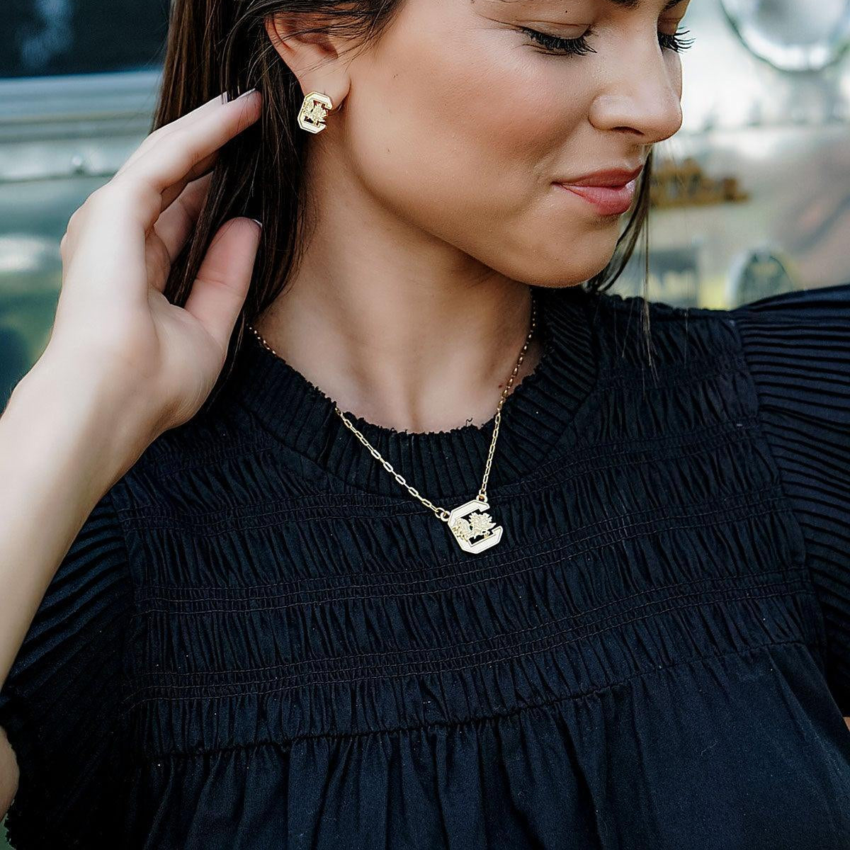 South Carolina Gamecocks 24K Gold Plated Pendant Necklace
