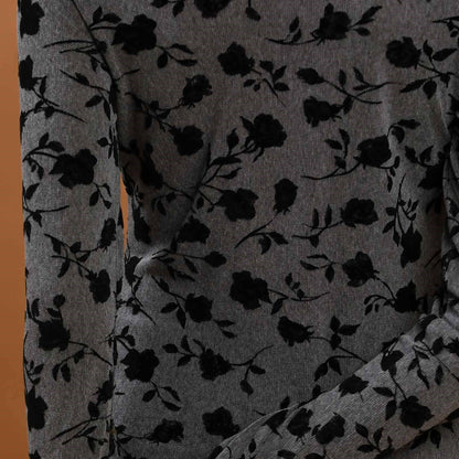 Floral Flocked Long Sleeve Knit Top by Umgee