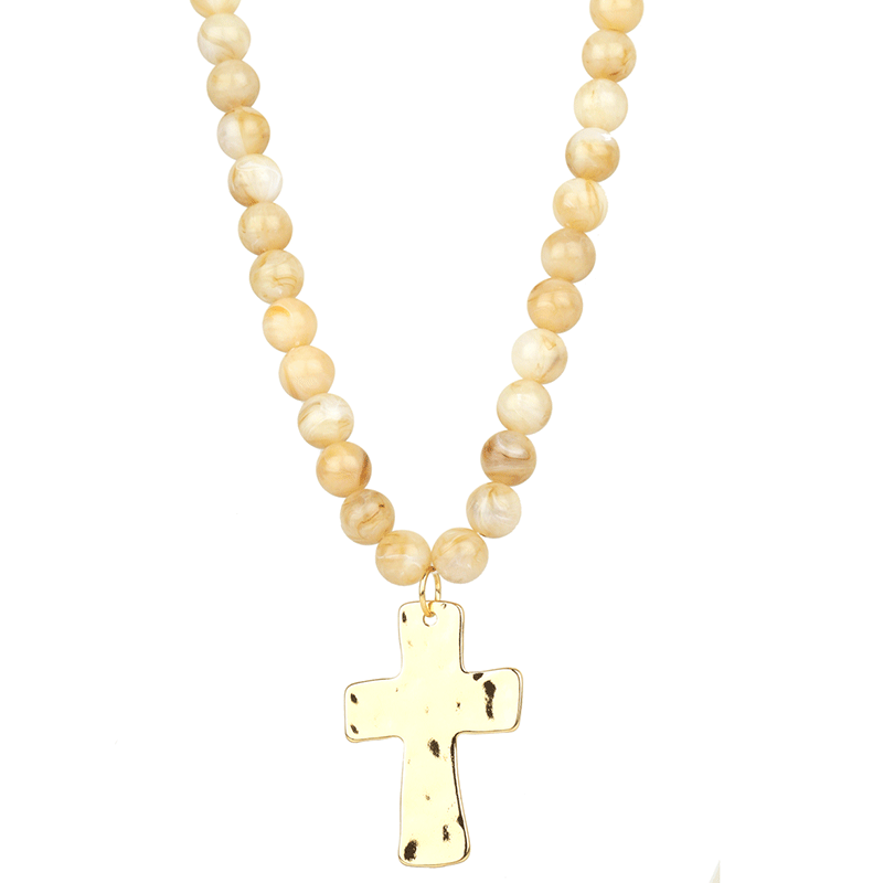 Resin Bead Cross Necklace - 18"