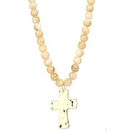 Resin Bead Cross Necklace - 18"