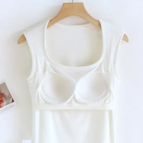 White Tank with built in bra