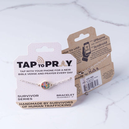 Tap To Pray® Survivor Series Bracelet-Silver Plated Wildflowers