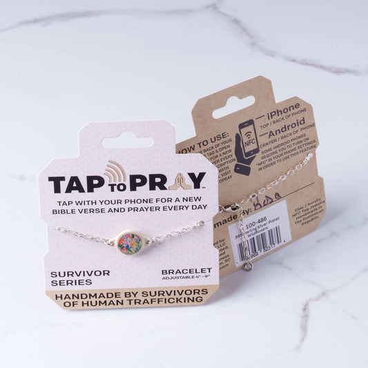 Tap To Pray® Survivor Series Bracelet-Silver Plated Wildflowers