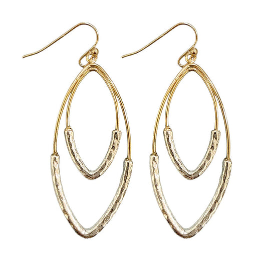 Double Teardrop Two Tone Metal Earring