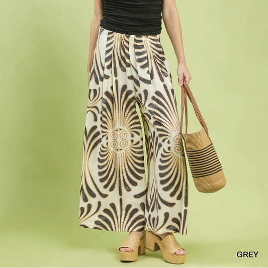 Palm Drama Pants-Gray