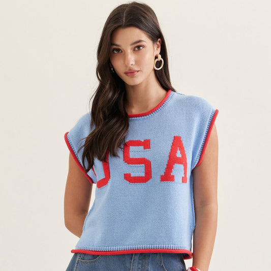 USA Cap Sleeve Sweater