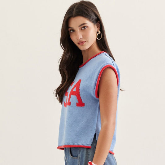 USA Cap Sleeve Sweater