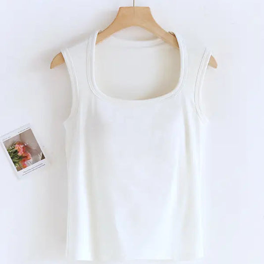 White Tank with built in bra